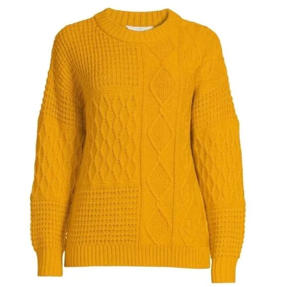 Time and Tru Mixed Stitch Gold Tea Sweater, Midweight, Size Medium, New with Tag - Picture 5 of 8